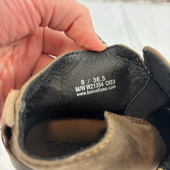 Born Women's 6 Rascal Brown Leather Pull-on Heel Ankle Booties - Picture 2 of 13